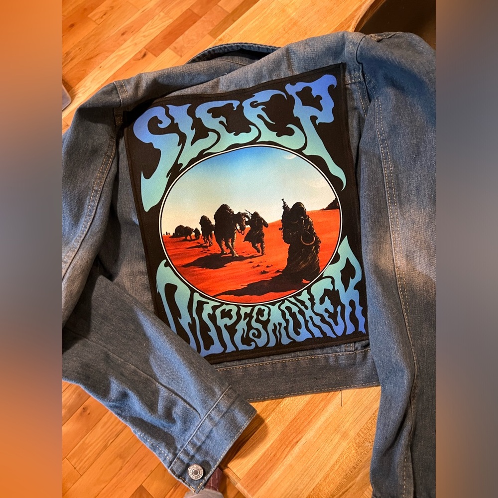 Sleep dopesmoker long sleeve jean jacket stoner metal